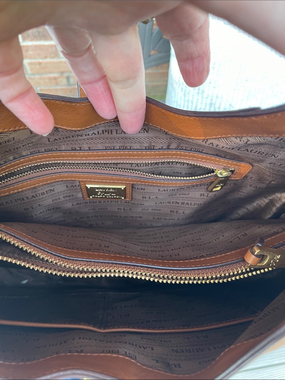 Lauren Ralph Lauren Ashfield Abree Hobo in Field Brown Large - Picture 8 of 10